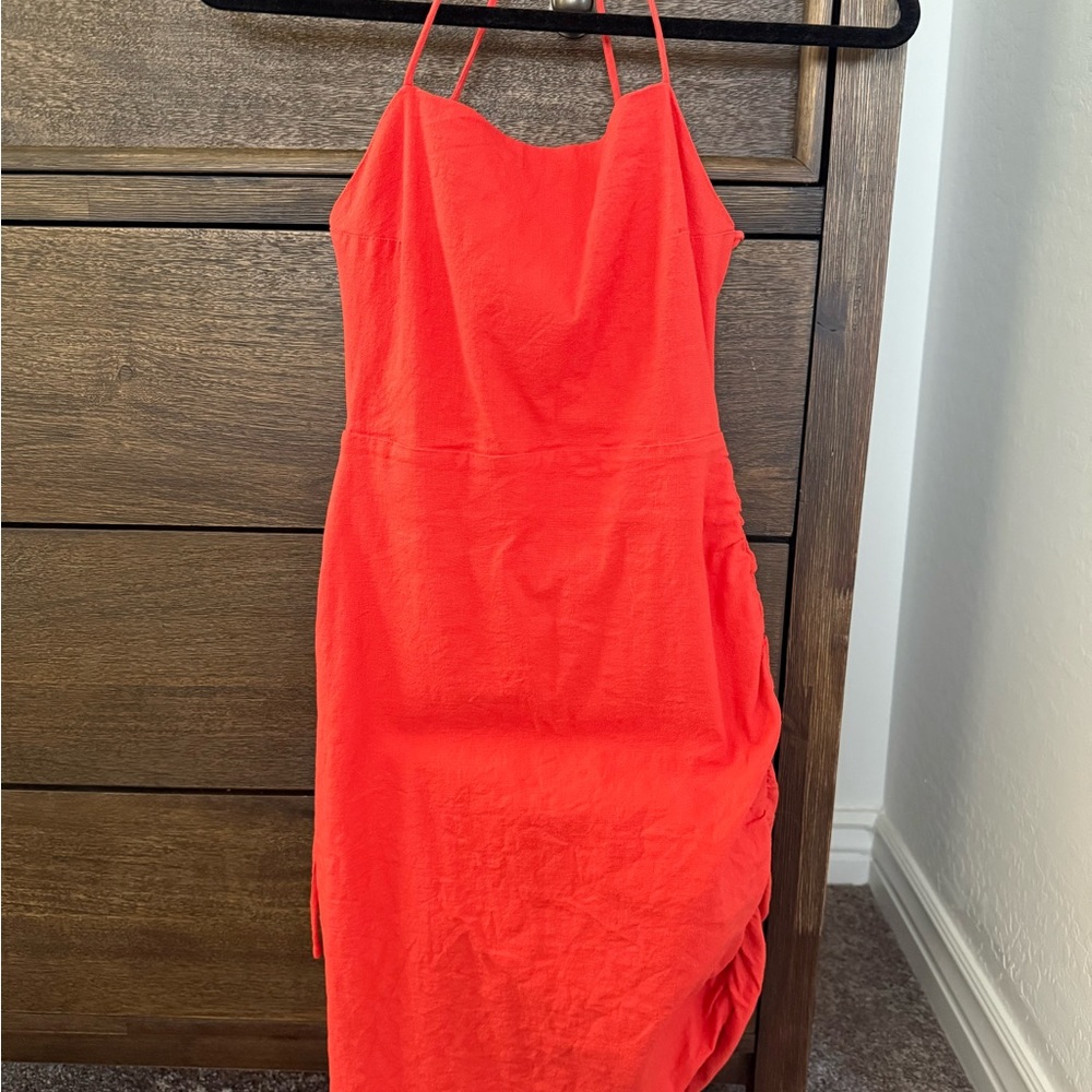 Elegant Coral Sleeveless Dress